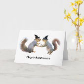 Heks Eekhoorns Jubileum Kaart (Gele Bloem)