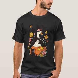 Heks Eend Leest Op Pompoen Met Zwarte Kat T-shirt