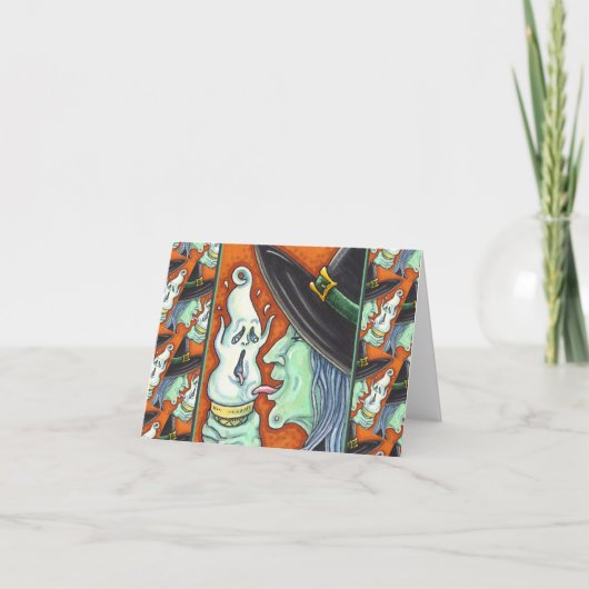 HEKS EET SCHRIUWENDE IJSCORAN, HALLOWEEN FEESTDAGEN KAART (Voorkant)