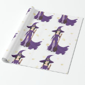 Heks en bezem glanzend inpakpapier (Uitgerold)