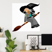 Heks en bezemsteel poster (Thuiskantoor)