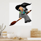 Heks en bezemsteel poster (Keuken)