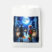 Heks en Clown kijken naar een Monster Halloween Bedankzakje (Voorkant)