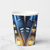 Heks en Clown kijken naar een Monster Halloween Papieren Bekers (Rechts)