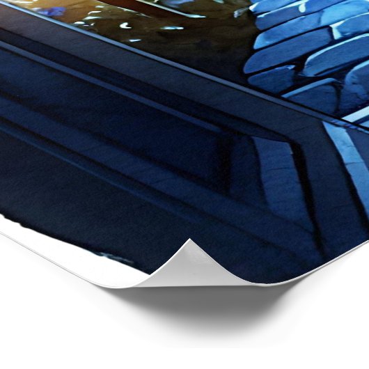 Heks en Clown kijken naar een Monster Halloween Poster (Hoek)