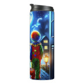 Heks en Clown kijken naar een Monster Halloween Thermosbeker (Geroteerd rechts)