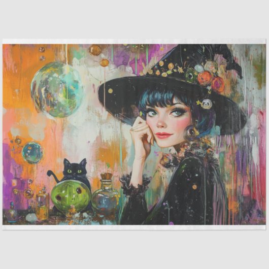  heks en drankflessen Halloween Decoupage Tissuepapier (Voorkant)