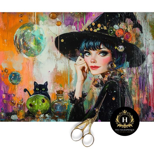  heks en drankflessen Halloween Decoupage Tissuepapier