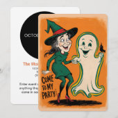 heks en geest Halloween Party Kaart (Voorkant / Achterkant)