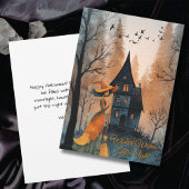  heks en huis in het bos elegante Halloween Kaart