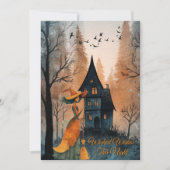  heks en huis in het bos elegante Halloween Kaart (Voorkant)