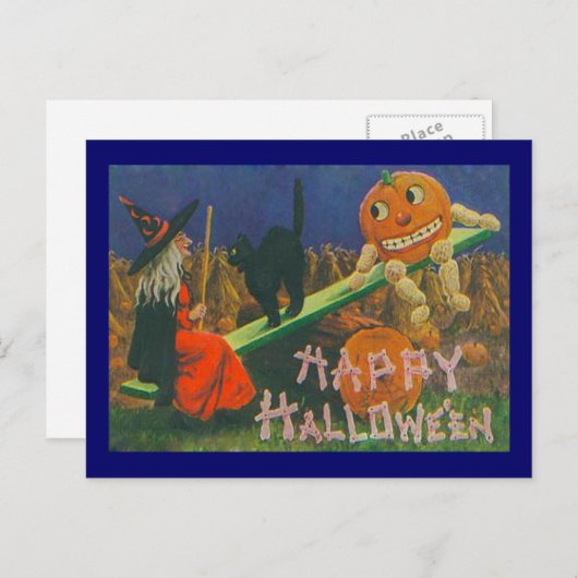  heks en Jack o' Lantern Play Time Briefkaart (Voorkant / Achterkant)
