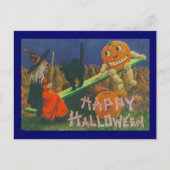 heks en Jack o' Lantern Play Time Briefkaart (Voorkant)
