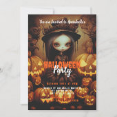 Heks en Jack-O' Lanterns Halloween Party Kaart (Voorkant)