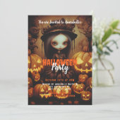 Heks en Jack-O' Lanterns Halloween Party Kaart (Staand voorkant)