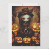 Heks en Jack-O' Lanterns Halloween Party Kaart (Achterkant)