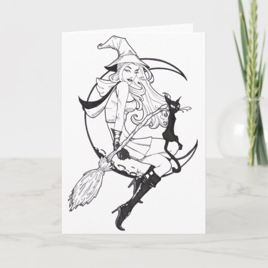 heks en kat bedankkaart (Voorkant)