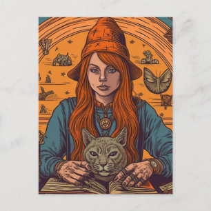 Heks en Kat Briefkaart