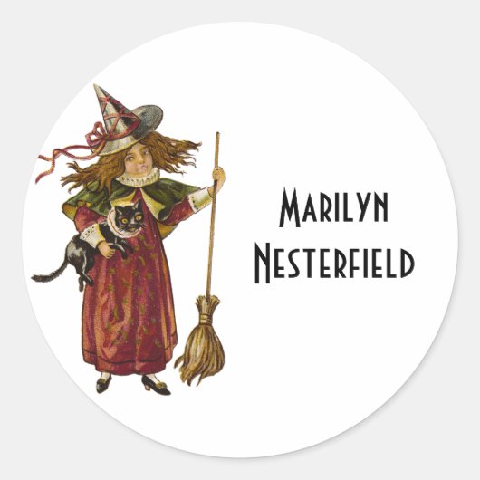 heks en kat ronde sticker (Voorkant)