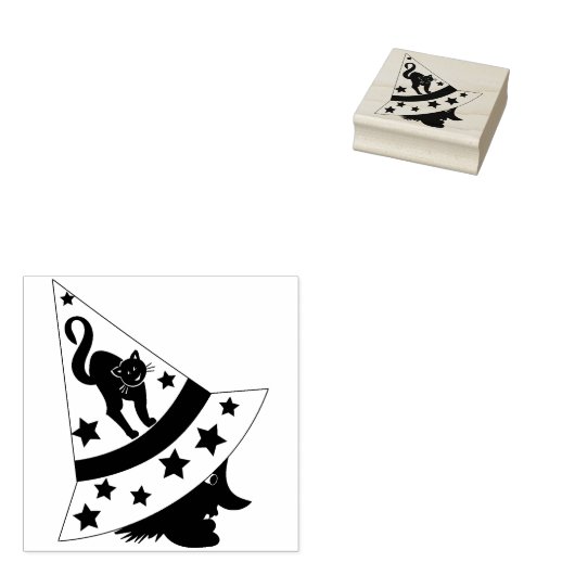 heks - en kattenstempel rubberstempel (Gestempeld)