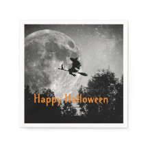 Heks en Maan Halloween Aanpasbaar Papier