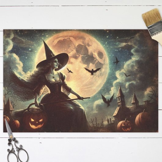 heks en maan Halloween Decoupage Tissuepapier