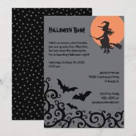 Heks en Maan Halloween Volwassen Kostuum Party Bat Kaart