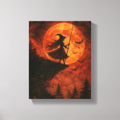 Heks en maanlicht Cliff | Spooky Halloween Canvas Afdruk (Voorkant)