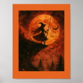 Heks en maanlicht Cliff | Spooky Halloween Poster (Voorkant)