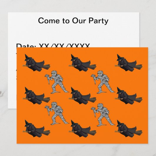 Heks en mama patroon Halloween Party Uitnodigen Kaart (Voorkant / Achterkant)