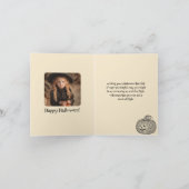  heks en pompoen parachute Halloween foto Feestdagen Kaart (Binnen)