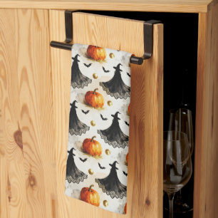 Heks en pompoenen Halloween Theedoek