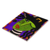 Heks en spin Abstracte Halloween kunst Tegeltje (Zijkant)