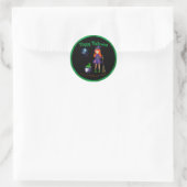 Heks en Spin Custom Naam Zwart Halloween Ronde Sticker (Tas)