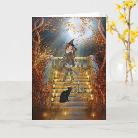 Heks en spreuk boek kaart (Gele Bloem)