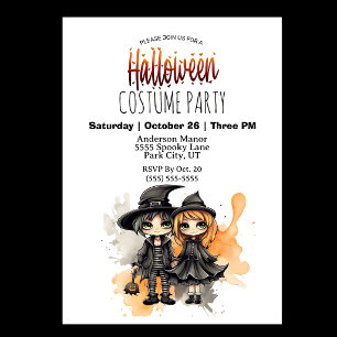 Heks en Tovenaar Halloween-feest Kaart