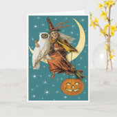 Heks en uil op de maan Kaart (Gele Bloem)