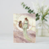 Heks en Uil op de Maan  Waterverf Briefkaart (Staand voorkant)