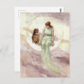 Heks en Uil op de Maan Waterverf Briefkaart (Voorkant / Achterkant)