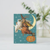 Heks en uil op het  Briefkaart (Staand voorkant)