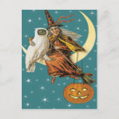 Heks en uil op het  Briefkaart (Voorkant)