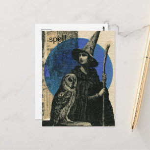 Heks en Uil Retro Spell Collage Briefkaart