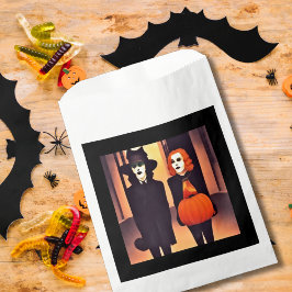 Heks en vampier voor Halloween in de stad Bedankzakje