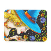 Heks en vleermuis wijnstok Halloween portretmagnee Magneet (Horizontaal)