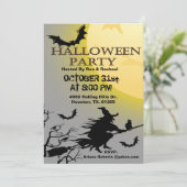 Heks en vleermuizen in vlucht volwassen Halloween  Kaart (Staand voorkant)