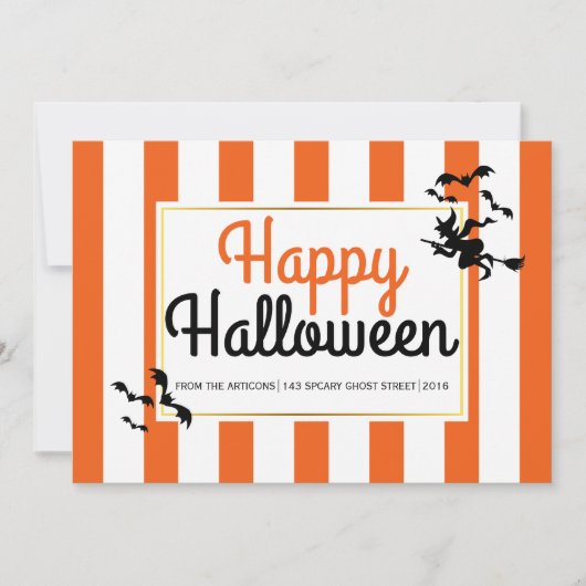 Heks en vleermuizen strepen modern Halloween (Voorkant)