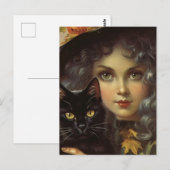 heks en zwarte kat briefkaart (Voorkant / Achterkant)