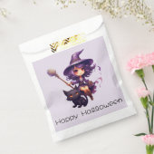  heks en zwarte kat gelukkig Halloween Bedankzakje (Gezegeld)