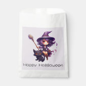  heks en zwarte kat gelukkig Halloween Bedankzakje (Voorkant)