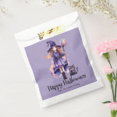  heks en zwarte kat gelukkig Halloween Bedankzakje (Gezegeld)